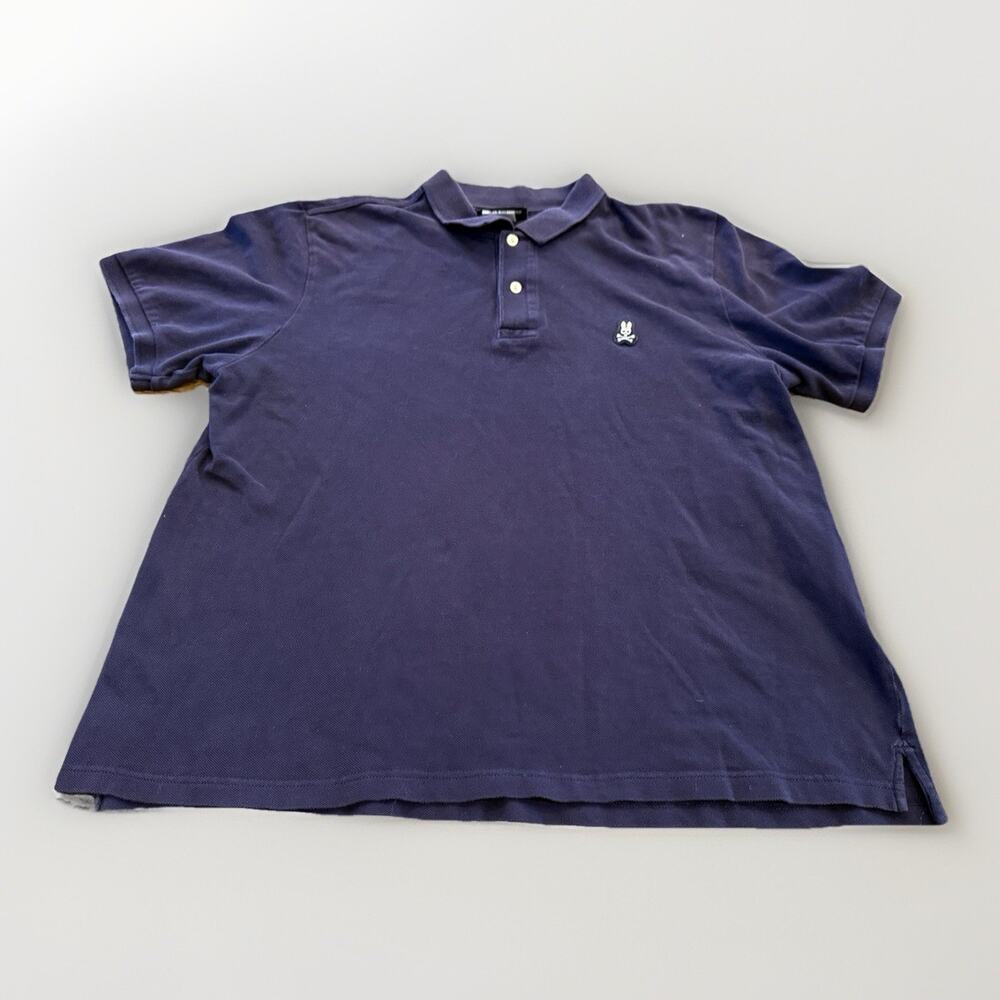 Psycho Bunny Polo Mens Blue 1/4 Button 100% Cotton Embroidered Logo Golf Shirt 7